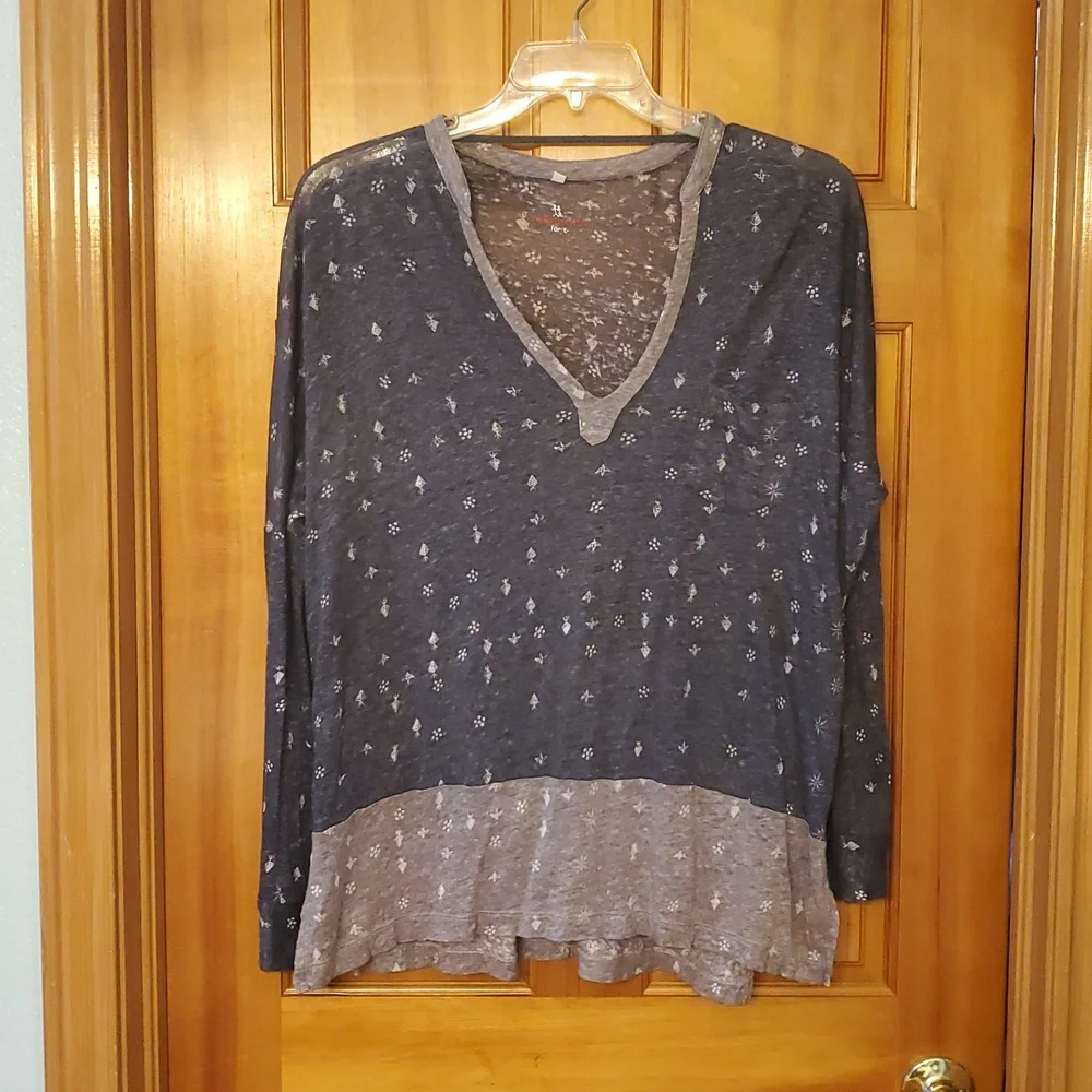 Johnny Was Pete & Greta Womans Semi Sheer‎ Linen Floral Shirt Size Medium - Picture 3 of 13